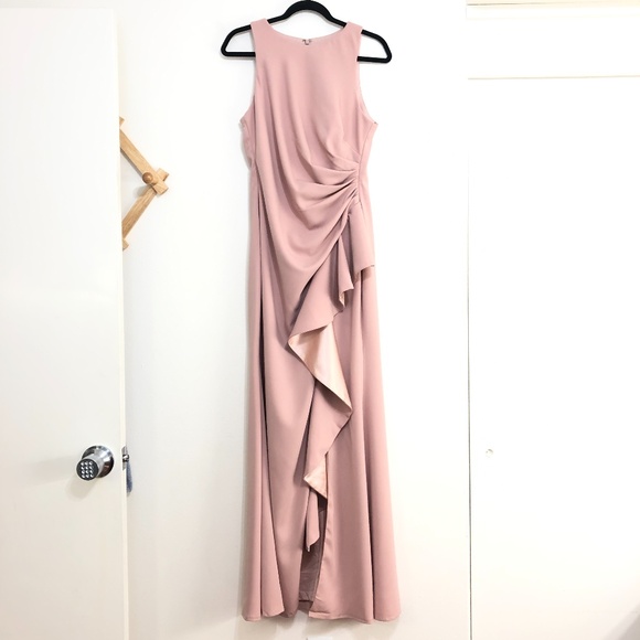 Carmen Marc Valvo Infusion Halter Ruffle Down Gown - Picture 3 of 8